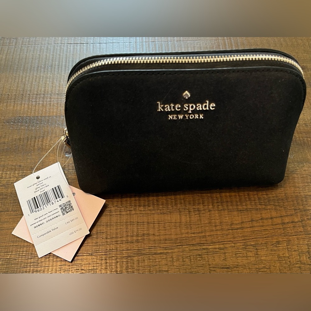 Kate Spade Black Zip Pouch cosmetic bag/clutch NWT